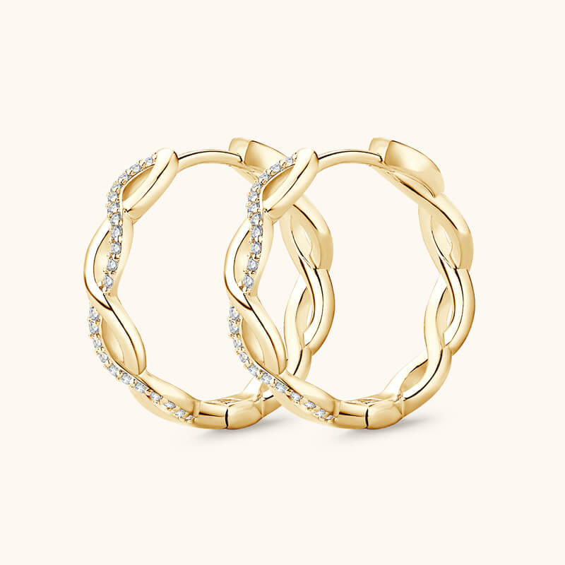 Alternative view of 925 Sterling Silver Twisted Hoop Earrings with Moissanite