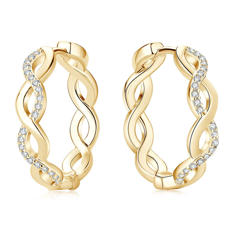 925 Sterling Silver Twisted Hoop Earrings with Moissanite