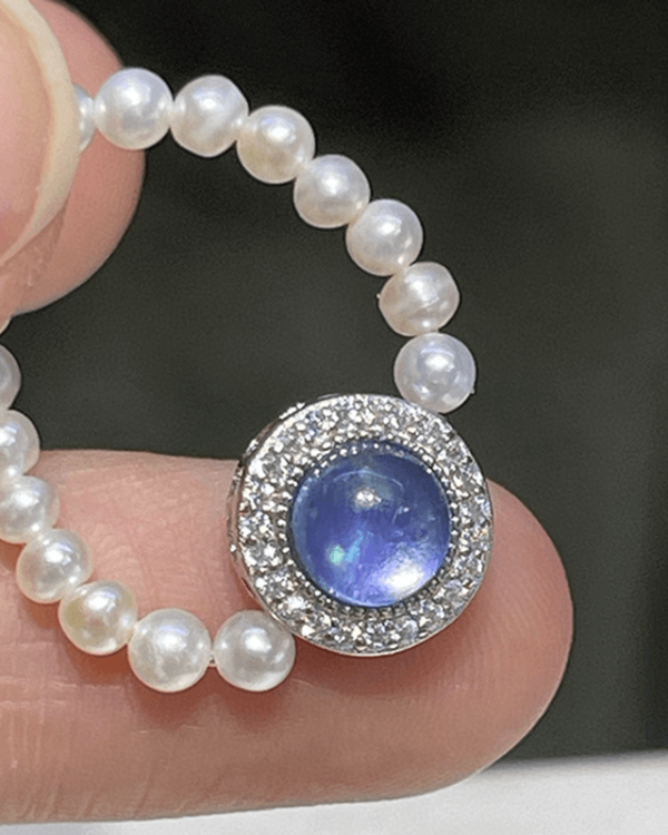 Aquamarine Pearl Bead Ring Knuckle Finger Rings - Image 10