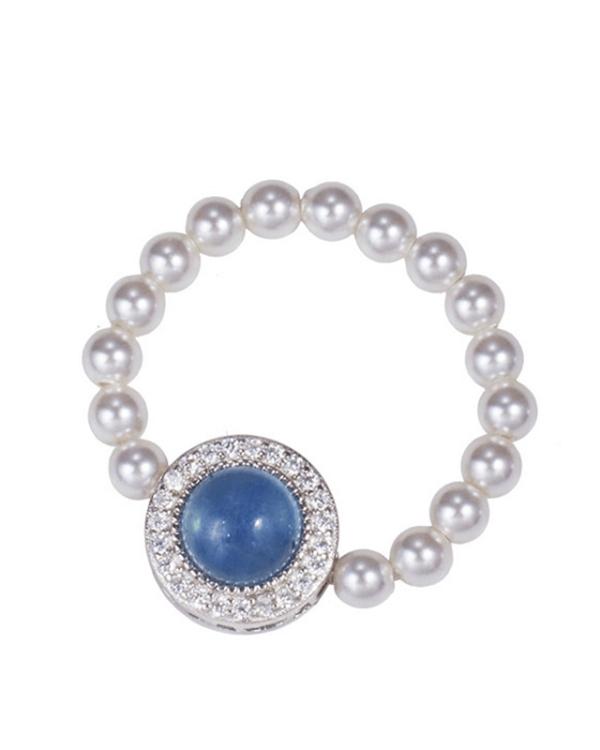 Aquamarine Pearl Bead Ring Knuckle Finger Rings - Image 8