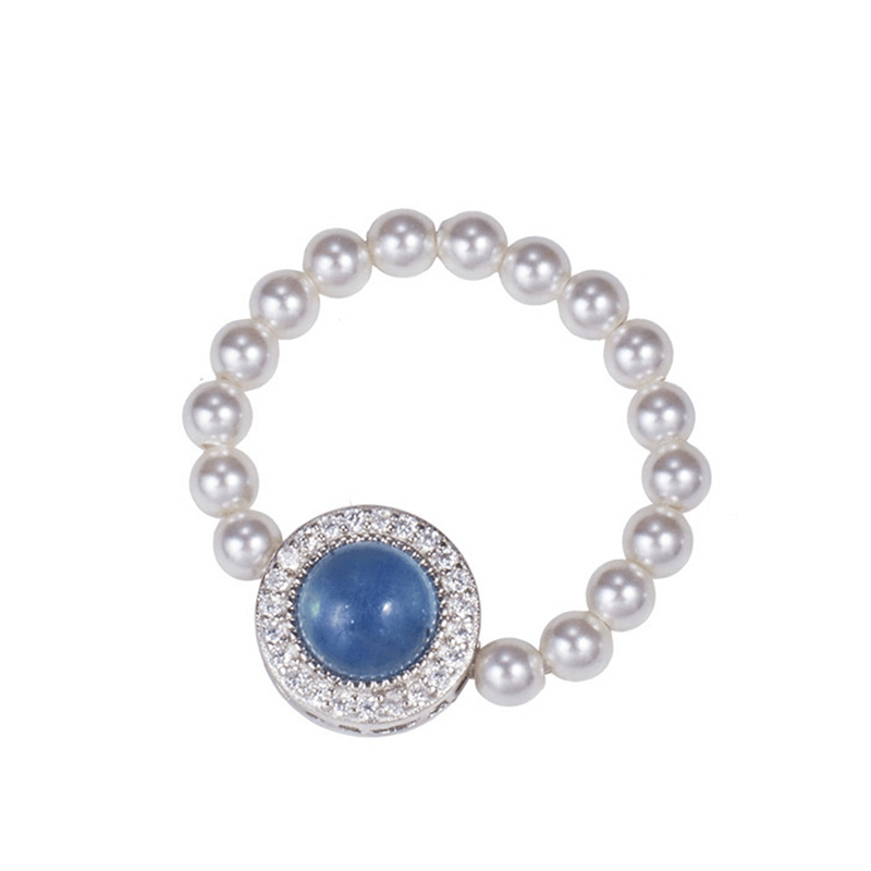 Aquamarine Pearl Bead Ring Knuckle Finger Rings - Image 8