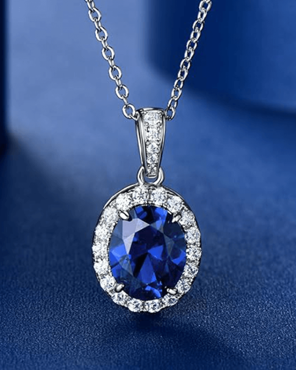 Blue Sapphire Necklace 925 Sterling Silver Gemstone Birthstone Jewelry - Image 3