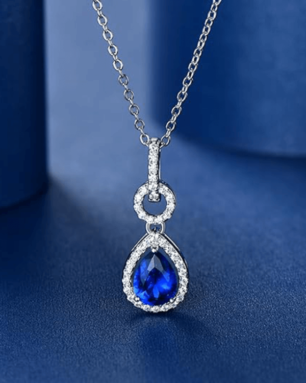 Alternative view of Blue Sapphire Necklace 925 Sterling Silver Gemstone Birthstone Jewelry