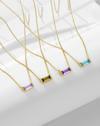 Alternative view of Colorful Birthday Stone Pendant S925 Collarbone Chain