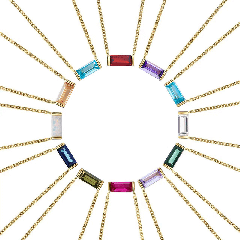 Colorful Birthday Stone Pendant S925 Collarbone Chain 6