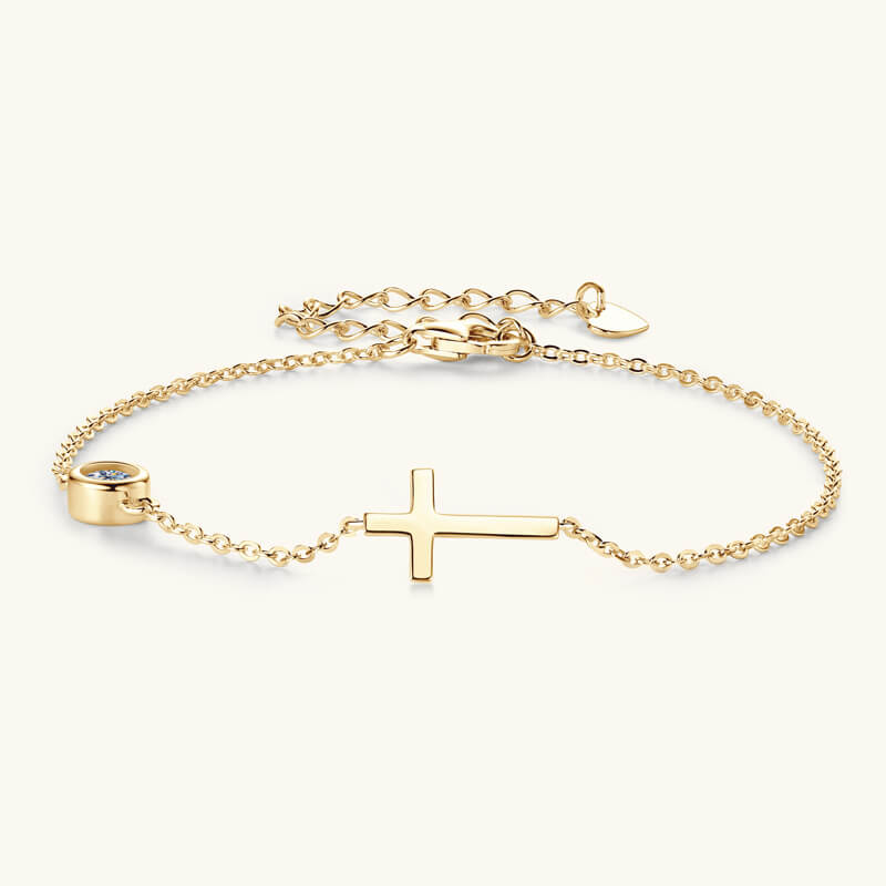 Faith Cross Bracelet with Moissanite 925 Silver Adjustable Bracelets