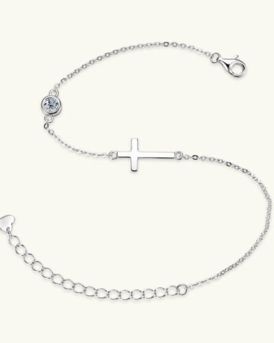 Faith Cross Bracelet with Moissanite 925 Silver Adjustable Bracelets