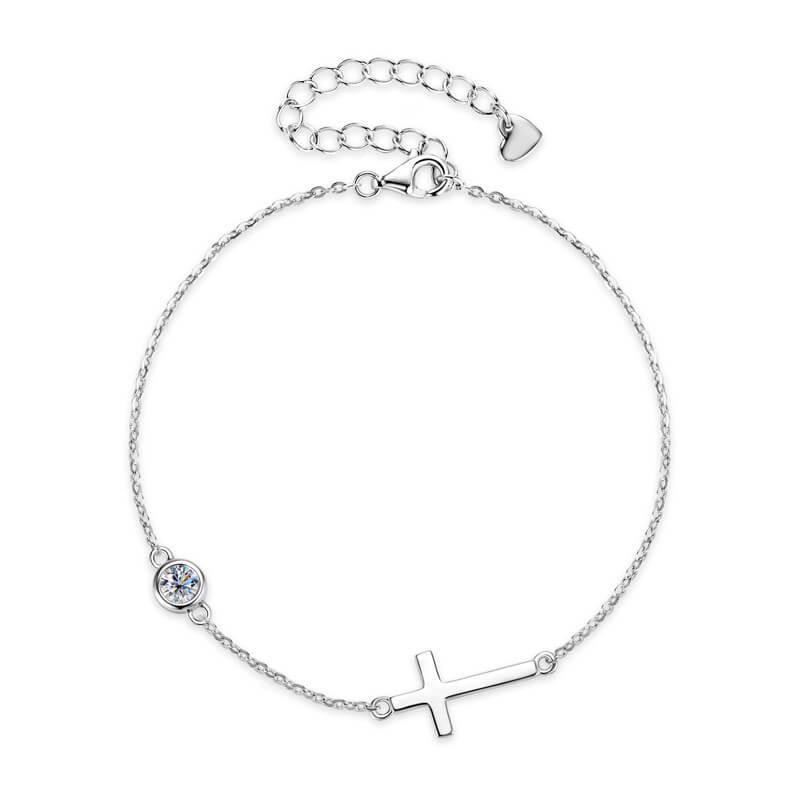 Faith Cross Bracelet with Moissanite 925 Silver Adjustable Bracelets - Image 7