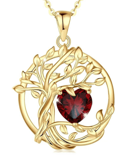 Alternative view of S925 Tree of Life Birthstone Necklace Anniversary Jewelry