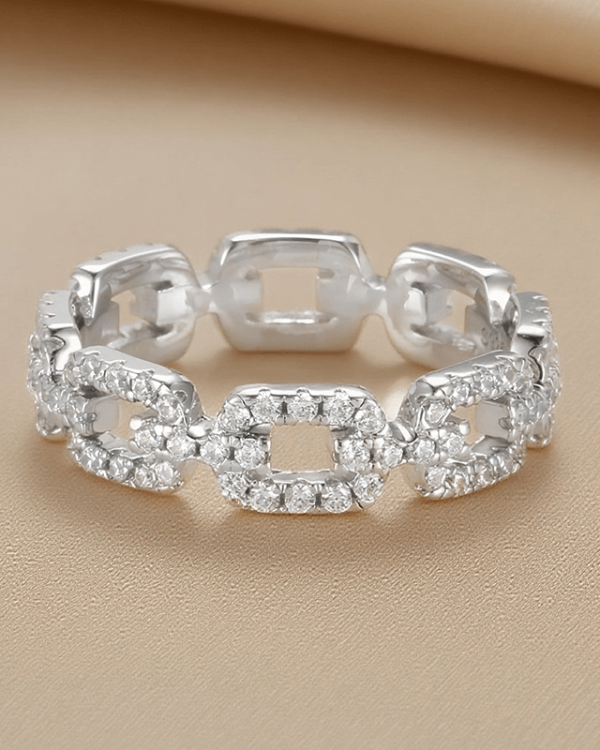 Half Eternity Twist Chain Ring 925 Sterling Silver Wedding Band - Image 4