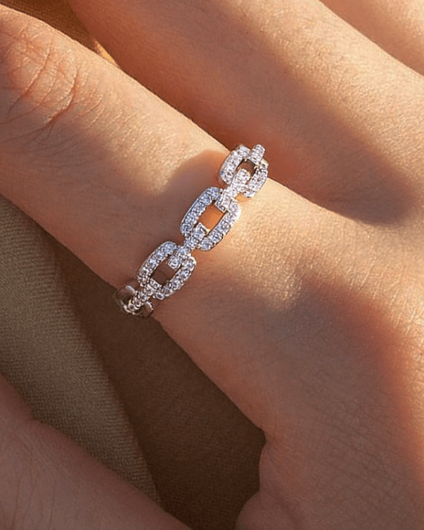Alternative view of Half Eternity Twist Chain Ring 925 Sterling Silver Wedding Band