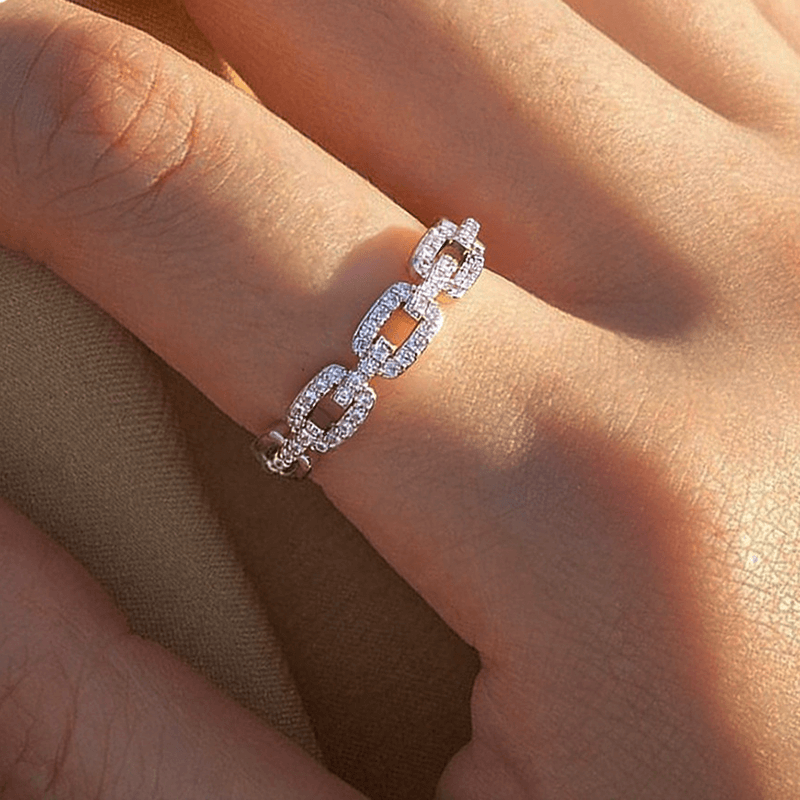 Alternative view of Half Eternity Twist Chain Ring 925 Sterling Silver Wedding Band