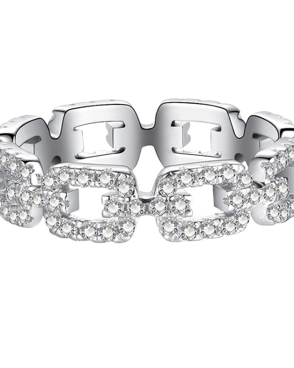 Half Eternity Twist Chain Ring 925 Sterling Silver Wedding Band - Image 3
