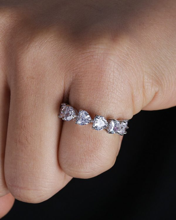 Alternative view of Heart Cut Moissanite Wedding Band Anniversary Jewelry