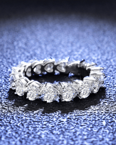 Alternative view of Heart Cut Moissanite Wedding Band Anniversary Jewelry