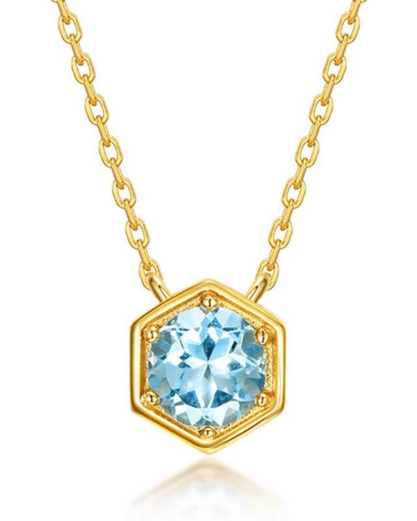 Hexagon Aquamarine Stone Pendant 1