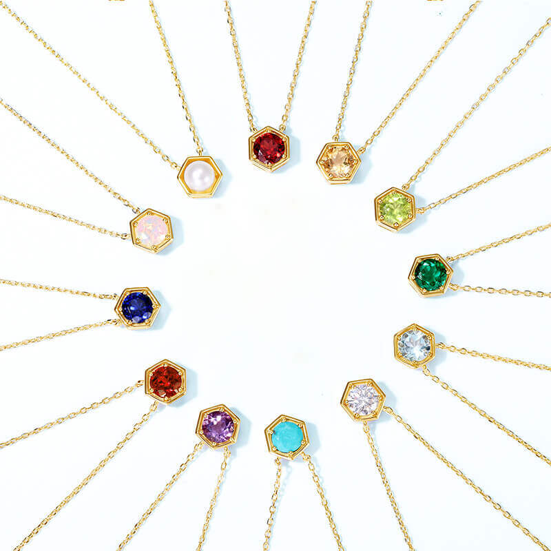 Hexagon March Aquamarine Birthstone Jewelry Necklace - Image 5
