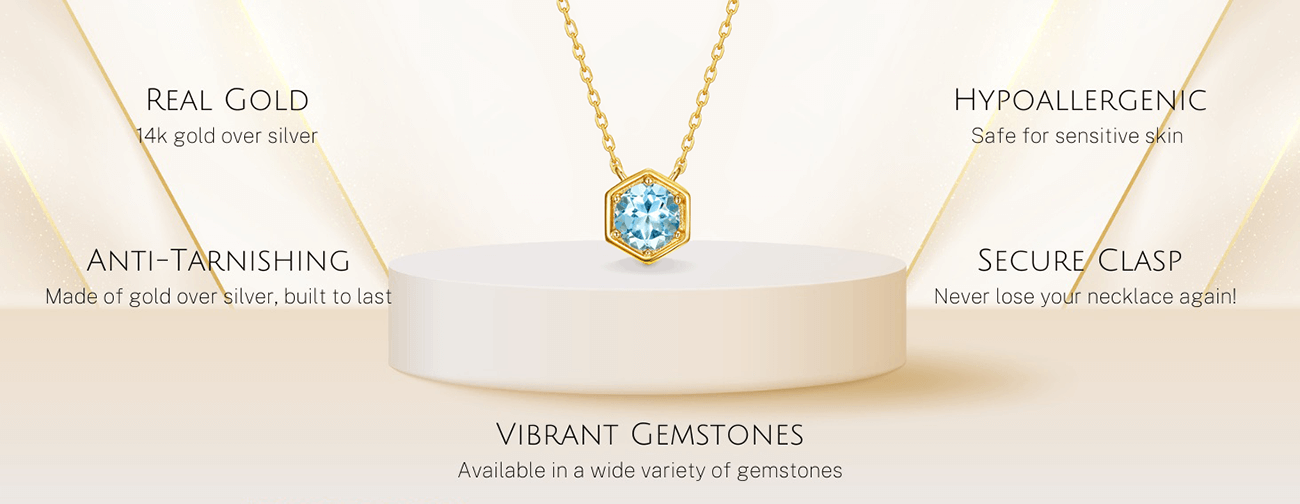 Hexagon Aquamarine Stone Pendant 4 1