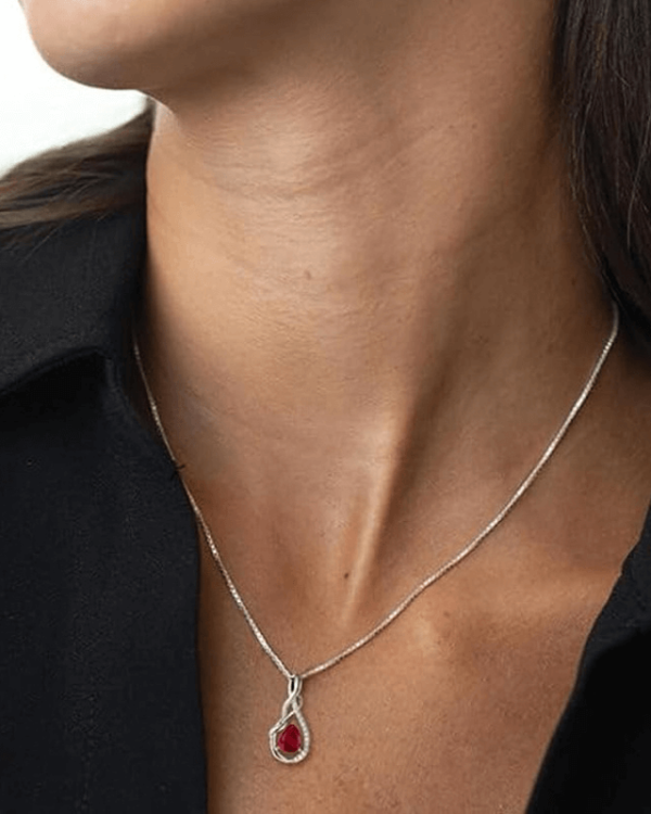 Alternative view of Infinity Teardrop Pendant Necklace S925 Silver Birthstone Jewelry