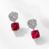 Lab Grown Ruby Rose Earring July Birthstone 2 1