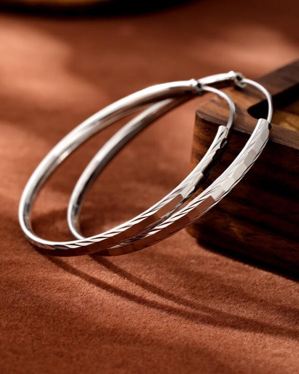 Alternative view of Lightweight Large 925 Sterling Silver Hoop Earrings for Women