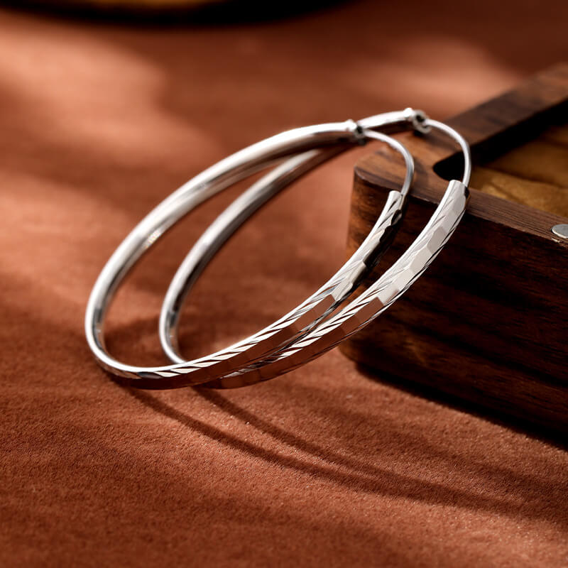 Alternative view of Lightweight Large 925 Sterling Silver Hoop Earrings for Women
