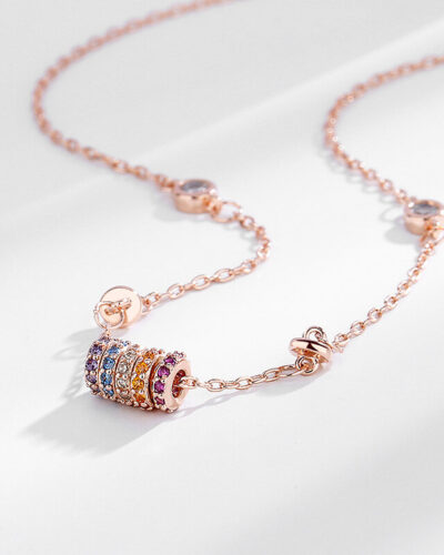 Luxury Hoop Rainbow Necklace S925 Silver Collarbone Chain