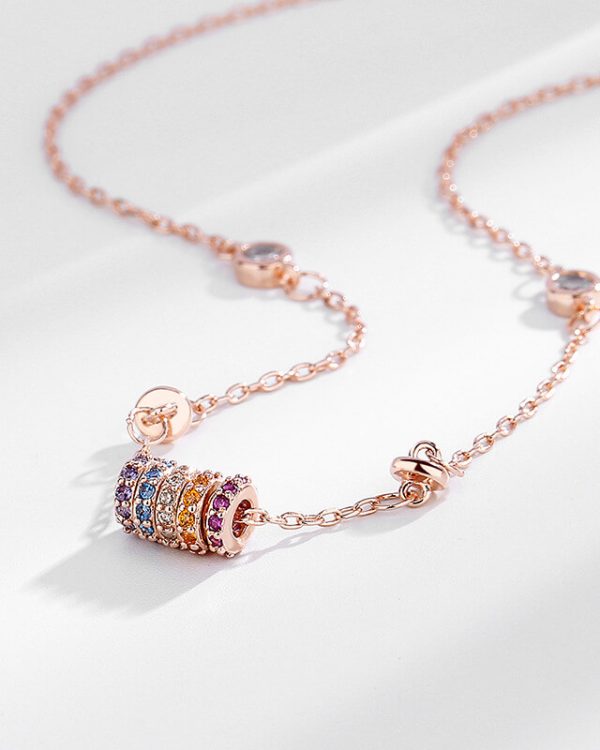Luxury Hoop Rainbow Necklace S925 Silver Collarbone Chain 4