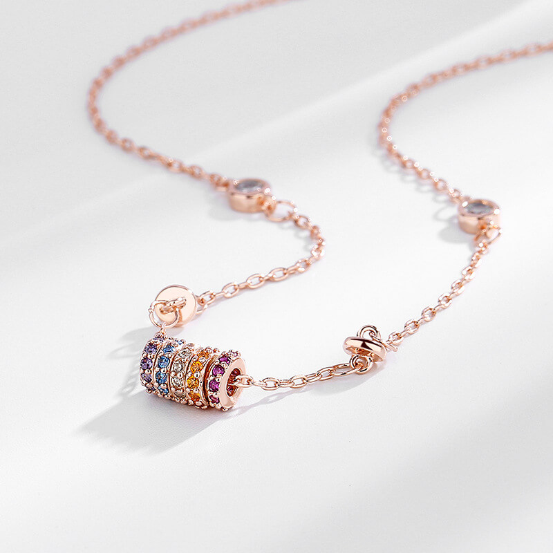 Luxury Hoop Rainbow Necklace S925 Silver Collarbone Chain