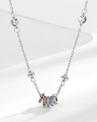 Alternative view of Luxury Hoop Rainbow Necklace S925 Silver Collarbone Chain