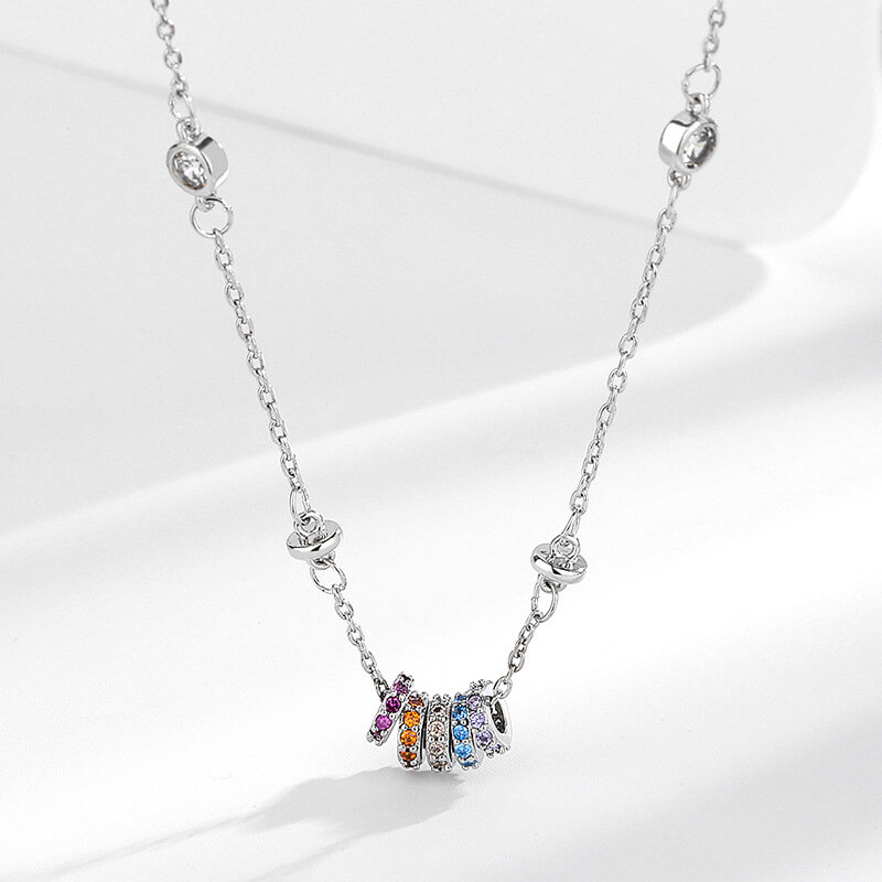 Alternative view of Luxury Hoop Rainbow Necklace S925 Silver Collarbone Chain