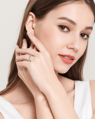 Alternative view of Moissanite Eternity Wedding Band Stacking Ring