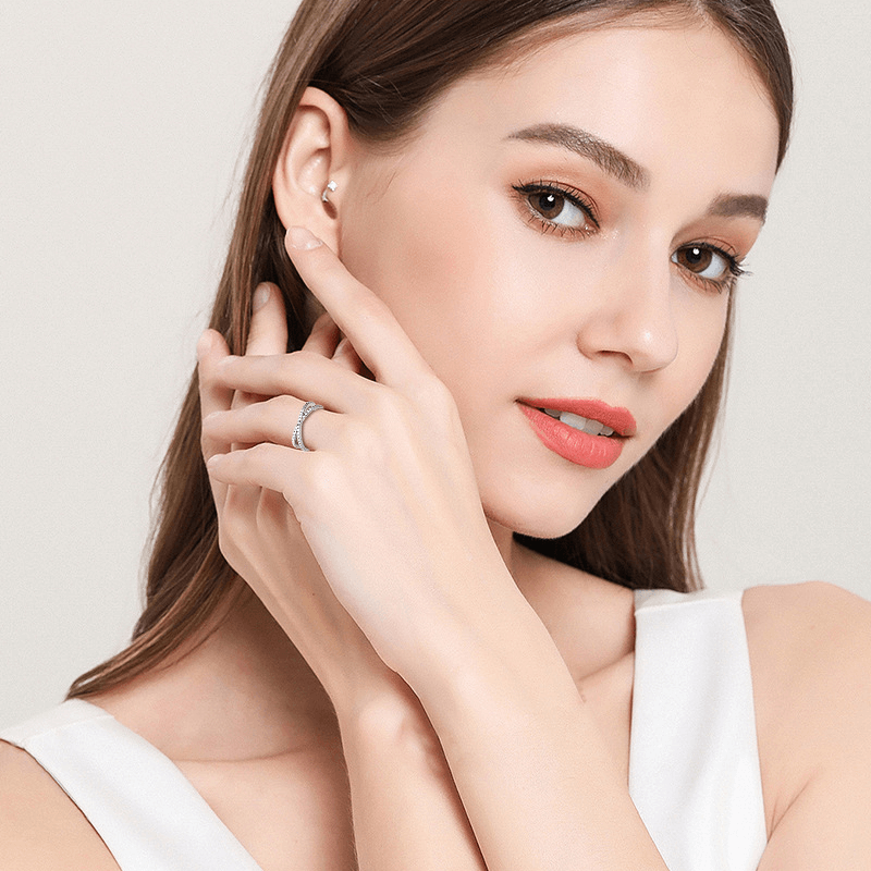 Alternative view of Moissanite Eternity Wedding Band Stacking Ring