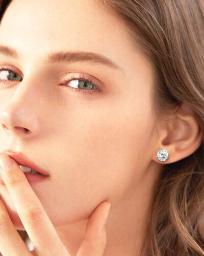 Alternative view of Moissanite Stud Earrings 925 Sterling Silver 18K Jewelry