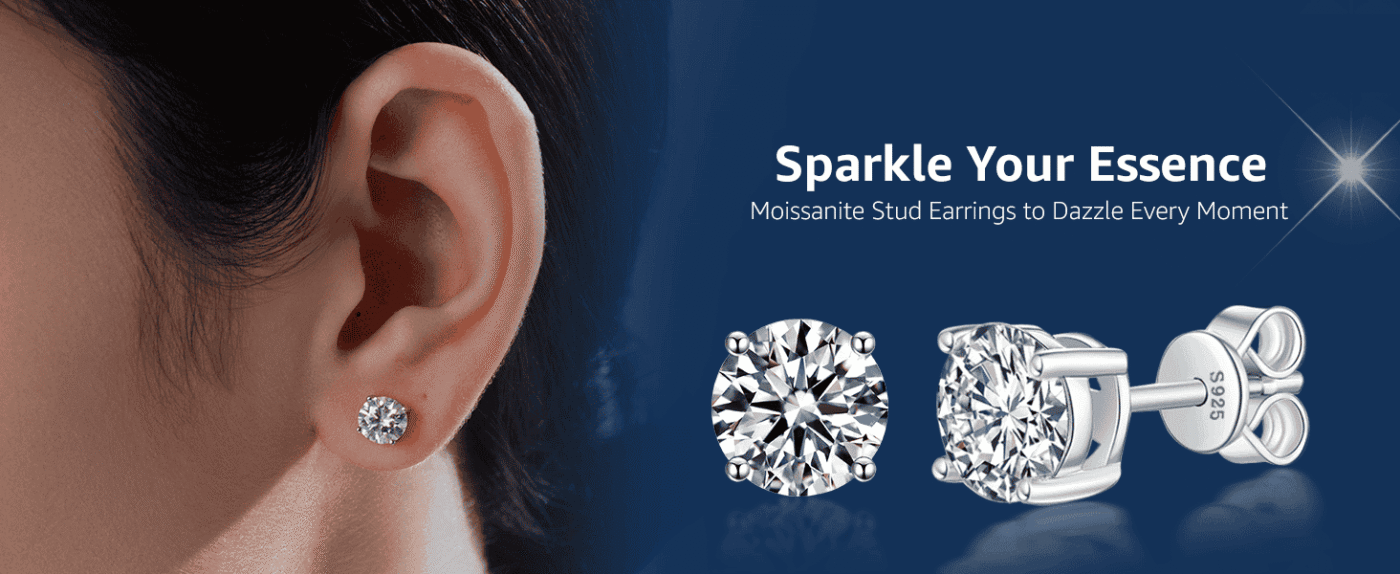 Moissanite Stud Earrings 925 Sterling Silver Jewelry 1 2