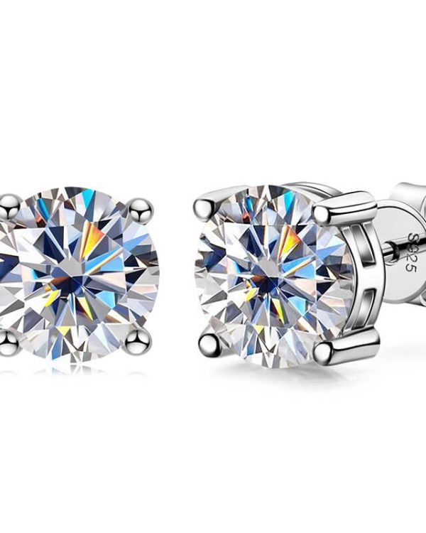 Moissanite Stud Earrings 925 Sterling Silver 18K Jewelry - Image 4