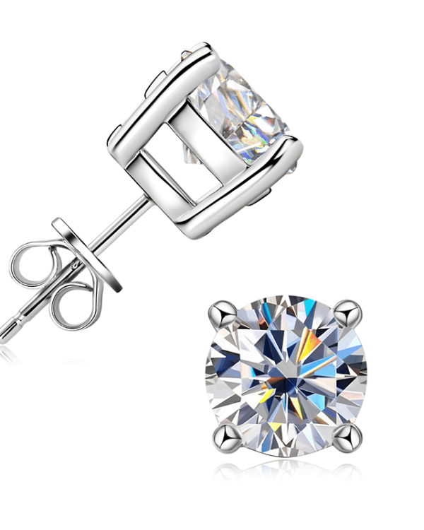 Moissanite Stud Earrings 925 Sterling Silver 18K Jewelry - Image 6