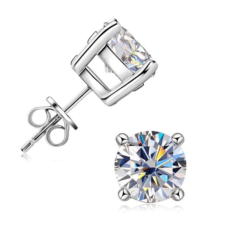 Moissanite Stud Earrings 925 Sterling Silver 18K Jewelry - Image 6