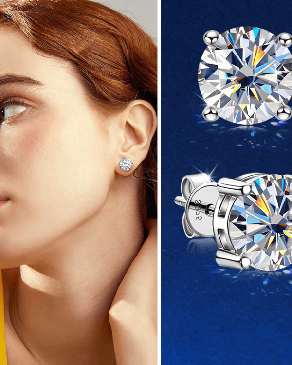Moissanite Stud Earrings 925 Sterling Silver 18K Jewelry - Image 3