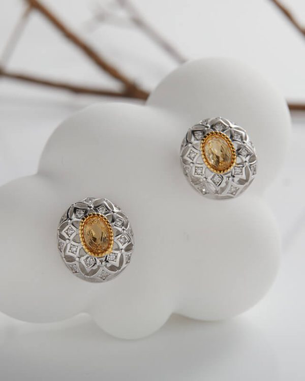 Alternative view of Natural Gemstone Earring Oval Crystal Birthstone