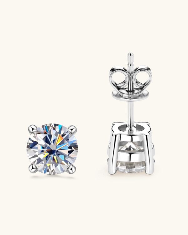 Moissanite Stud Earrings 925 Sterling Silver 18K Jewelry - Image 5