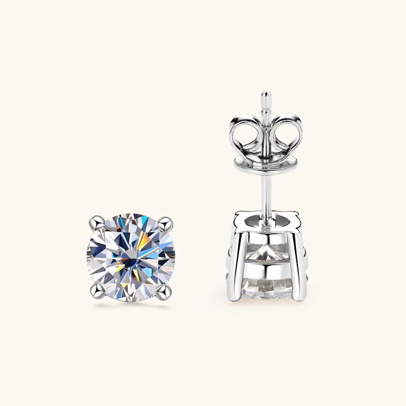 Moissanite Stud Earrings 925 Sterling Silver 18K Jewelry - Image 5