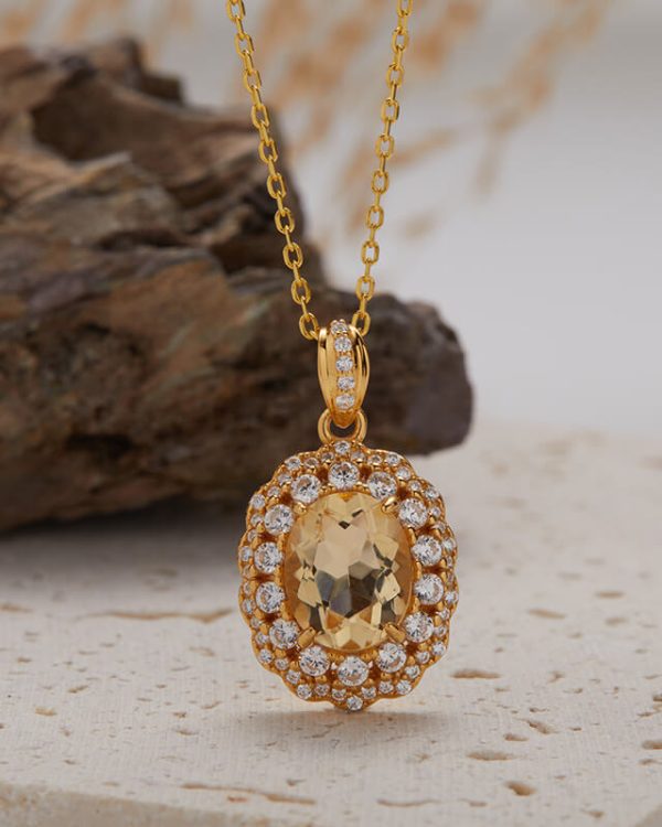 Oval Gemstone Necklace 1