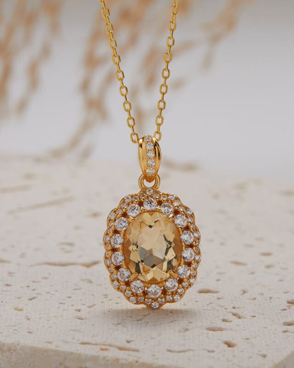 Oval Gemstone Necklace 4