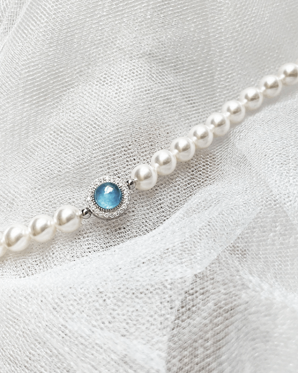 Pearl Bead Bracelet for Women Aquamarine Crystal Bracelet - Image 3