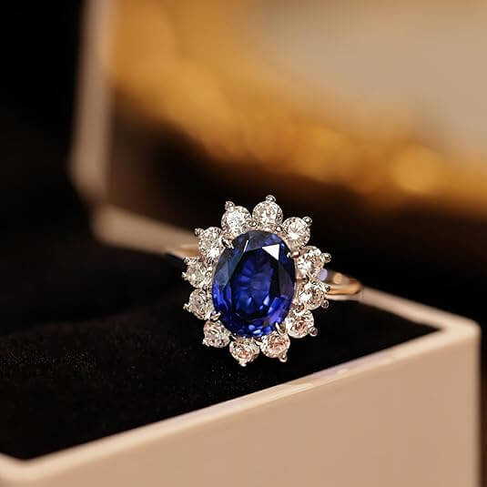 Princess Diana Ring Lab Grown Blue Sapphire Rings 1