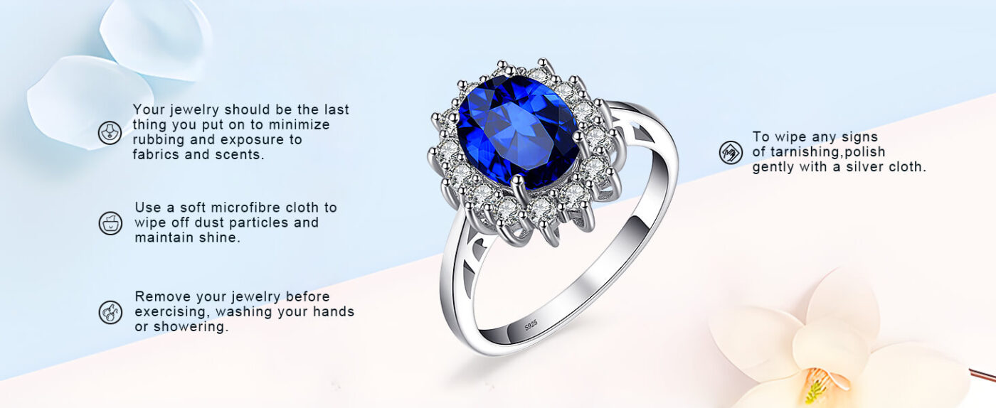 Princess Diana Ring Lab Grown Blue Sapphire Rings 10