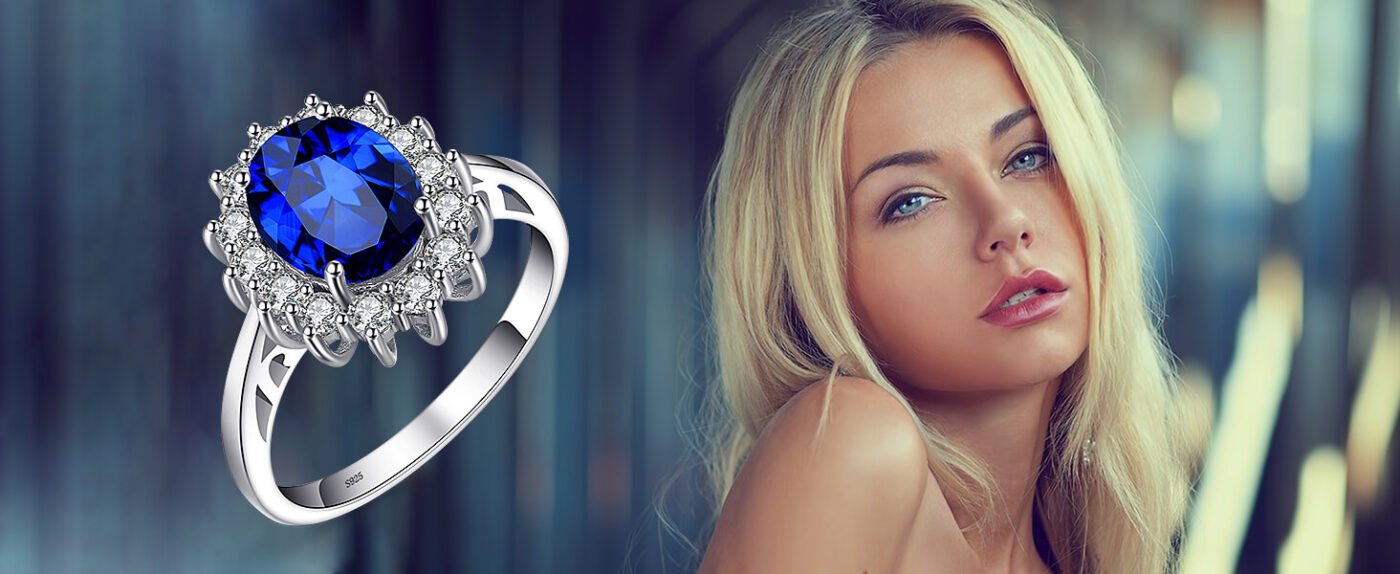 Princess Diana Ring Lab Grown Blue Sapphire Rings 11