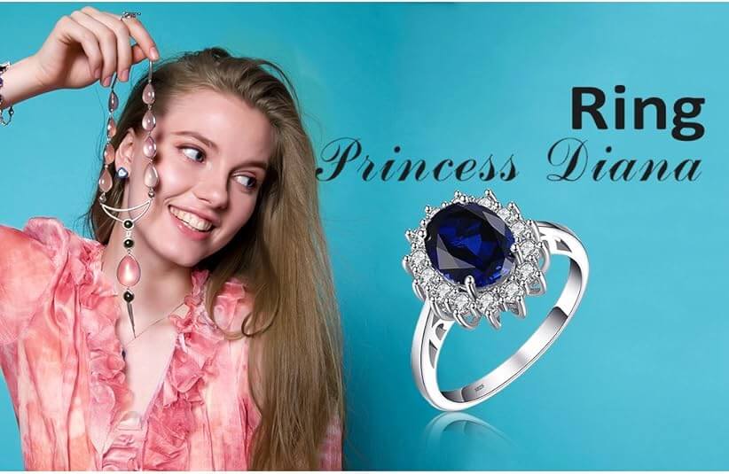 Princess Diana Ring Lab Grown Blue Sapphire Rings 13