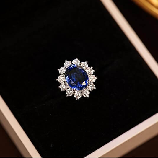 Princess Diana Ring Lab Grown Blue Sapphire Rings 14
